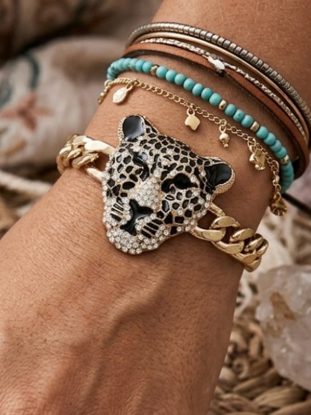 🔴SALE🔴 Big Cat gold and black leopard bracelet